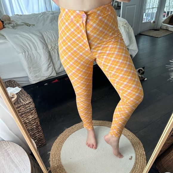 Urban Outfitters Orange Plaid Patterned Pants - Picture 1 of 12